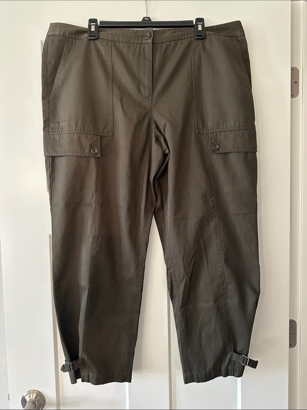 Nordstrom Signature Olive Green Utility Cargo Ankle Pants - Picture 1 of 7